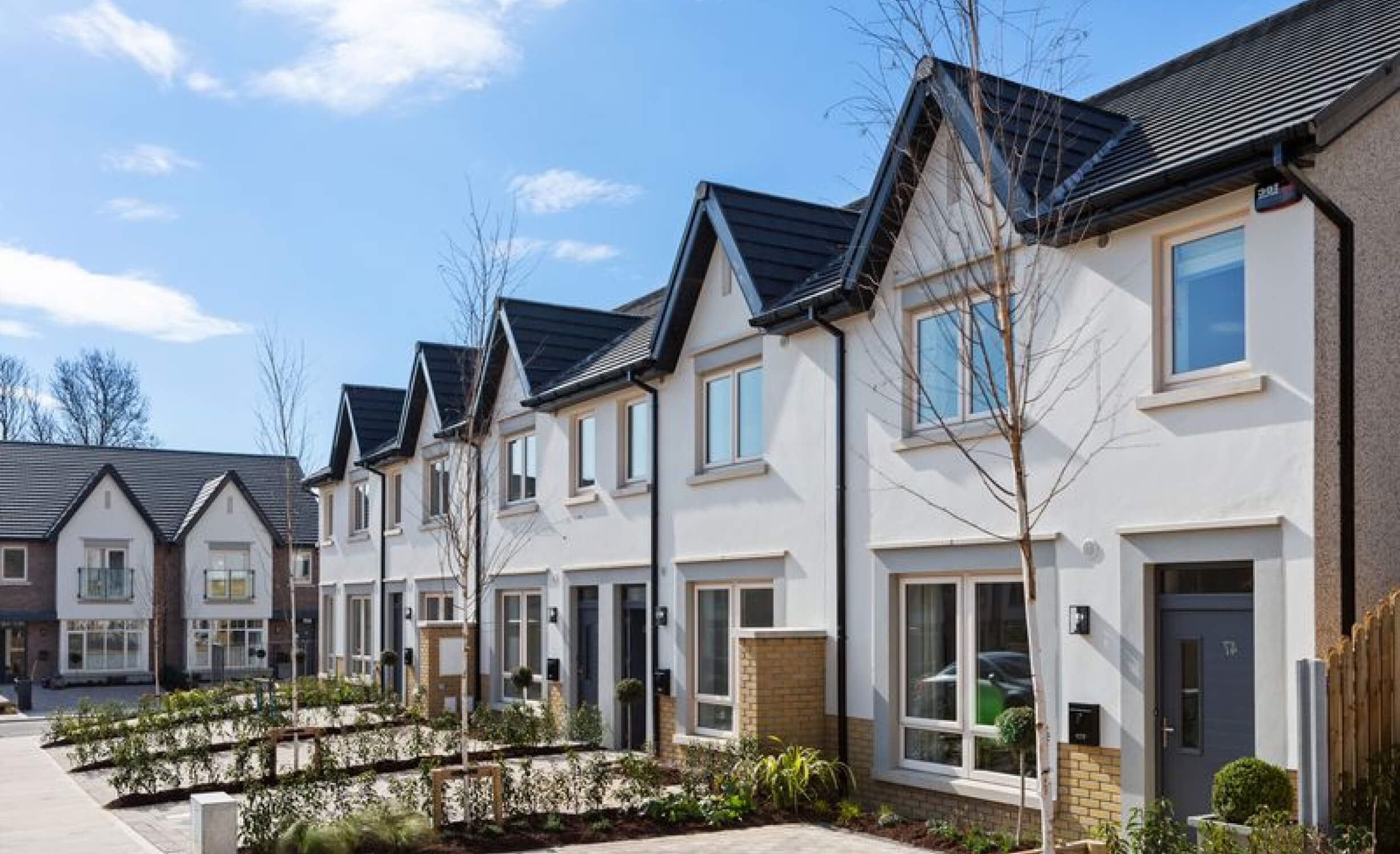 irish white houses with black roof